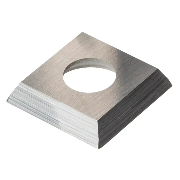Square indexable cutting insert with central hole, standard size available from stock